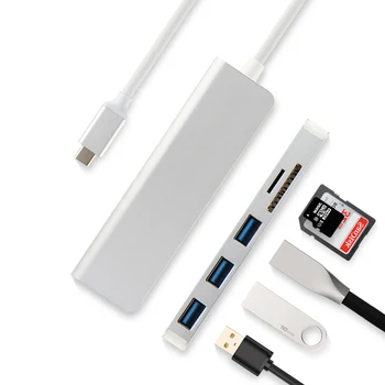 5-w-1 Type-C HUB Aluminiu Alloy USB-C adapter USB 3.0 port SD/TF czytnik kart dla Lenovo YOGA 720 Yoga 920 930 idea 720S laptopów