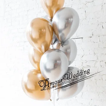 50 / 100szt metalowe balony lateksowe złoto srebro dekoracje ślubne partii balony mienią się i błyszczą, metalowe, złote kule na Urodziny