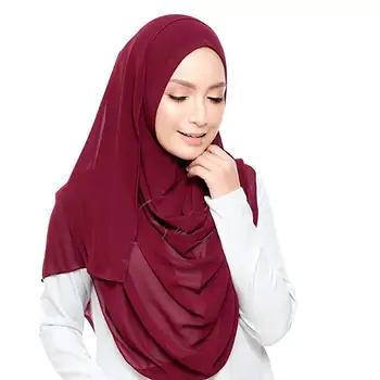 50 szt./lot kobiety prosty bańka szyfon hidżab szalik czysty kolor szal opaska Islamski islamski hidżab marka czarny długi szalik/szaliki
