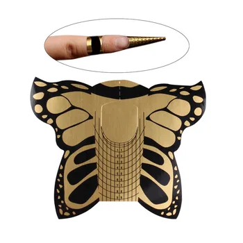 500szt/rolka Nail Form Sticker Złoty Butterfly UV Gel Nail Art Tip Extension Guide narzędzia dla kabinowego pielęgnacji paznokci Nail Form