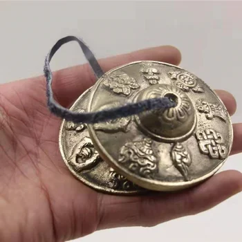 6,5 cm Tybetański dzwon medytacja ręcznie talerz dzwon miedź ostry dźwięk szczęśliwe symbole świątynia buddyjska