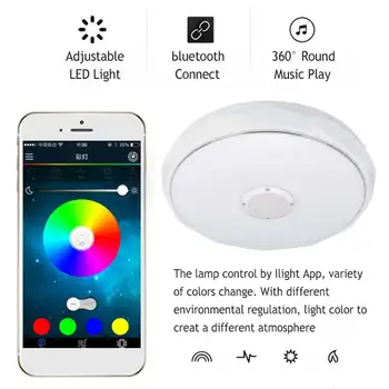72W 256 kolorów nowoczesny RGB LED lampa sufitowa Home Lighting APP bluetooth Music Light sypialnia Smart, lampa sufitowa+pilot zdalnego sterowania