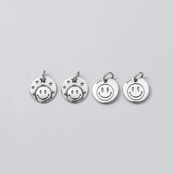 925 srebro popularne usmiech okrągłe zawieszenia 13 mm wysokiej jakości S925 srebrny medalion zawieszenia DIY Europejski biżuteria