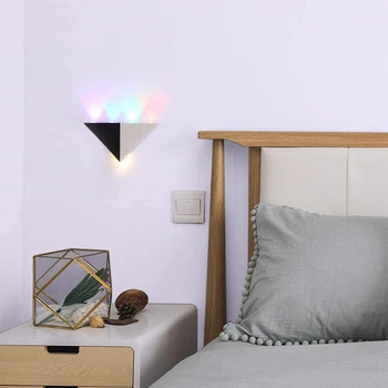 AC85-265V kinkiet trójkąta trójkąt styl żarówki 5w RGB ciepły biały, żółty, czerwony, zielony, niebieski aluminiowy ścienny kinkiet lampy lampa