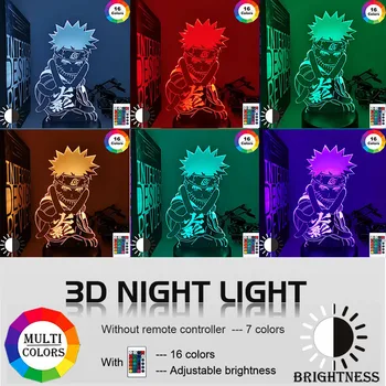 Akrylowy Naruto Light with USB Night Lights for Kids Pokoi Anime Figure 3d Cute Nightlight Children Gift Lamp Led 3d Lamp Custom