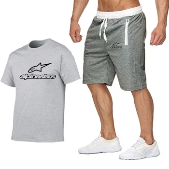 Alpinestars seria nowa koszulka+spodenki zestawy dla mężczyzn list wydrukowano letnie stroje casual t-shirt Męskie dresy markowe bluzki, koszulki