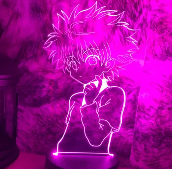 Anime Night Light Acrylic 3d Night Lamp lampa Killua Figure Hunter X Hunter for Bedroom Decor Night Light prezent dla dzieci