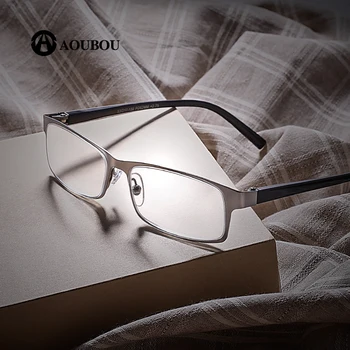 AOUBOU marka wysokiej klasy Biznes okulary do czytania dla mężczyzn ze stali nierdzewnej PD62 Leesbril Ochki +1.75+1.25 stopni Gafas De Lectura AB002