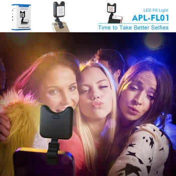 APEXEL phone camera lens kit Led Fill light Lens Selfie Light Lens dla iPhone obiektyw dla systemu android ios smartfona