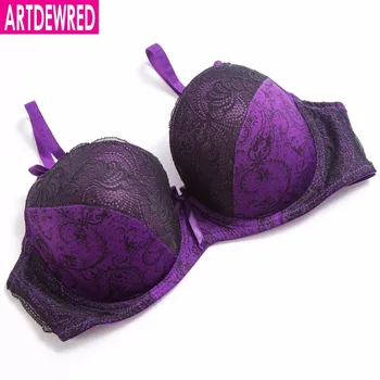 ARTDEWRED D E cup Lace Push Up bra for Plus Size Women 34 36 38 40 42 Women Large Cup Biustonosze Brassier Printing Style