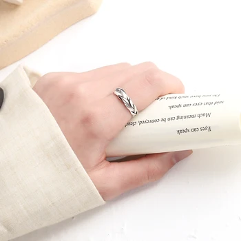 Autentyczne 925 srebro linia uzwojenia forma otwarte pierścienie dla kobiet creative design Lady wykwintne biżuteria prezenty YMR003
