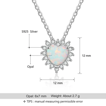 Autentyczne 925 srebro Naszyjnik dla kobiet stworzony przez serce biały opal naszyjnik sześciennych cyrkon biżuterii (Lam Hub Fong)