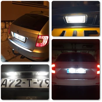 AUXITO 2pcs Led Canbus Error Free Led License Number Plate Lights Wymiana lampy Skoda Octavia 1Z Roomster 5J akcesoria