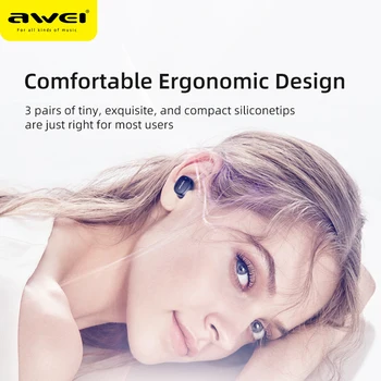 AWEI T13 TWS True Wireless Bluetooth Earbuds Bass HiFi In-Ear Mini Capsule Touch Contorl z mikrofonem HiFi stereo słuchawki do gier