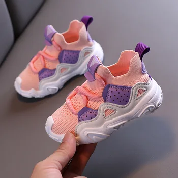 Baby Toddler Girl Shoes 2021 Wiosenna moda dla dzieci buty sportowe dla chłopców dla dzieci siatki mieszkania letnie dla dzieci buty antypoślizgowe codzienne