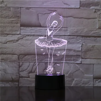 Baletowa dziewczyna 3D iluzja lampa USB hologram led lampki nocne 7 kolorów miga nowość LED lampa stołowa dzieci prezent szafki dekoracji