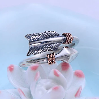 BALMORA 925 srebro próby strzałka otwarte pierścienie dla kobiet, mężczyzn rocznika punk pierścień tajski Srebrny biżuteria Anillos JWR055989