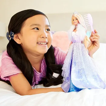 Barbie Dreamtopia Fashion Reveal Princess Snowflake Dress Accessories Doll Pretend Play Niespodzianka Prezent Na Urodziny Girl Toys