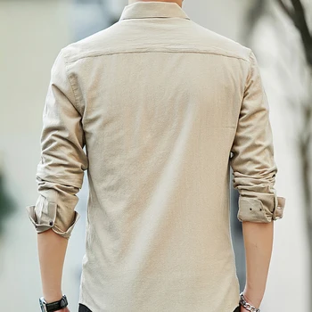 Bawełniana koszula męska moda casual koszula w jednolitym kolorze z długim rękawem miękkie wygodne meble koszulka mężczyźni
