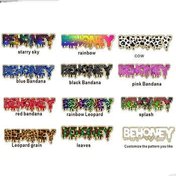BeHoney Customized Acrylic Name Personalized Letter Starry sky Cow Bandana Choker naszyjnik wisiorek imienna tabliczka