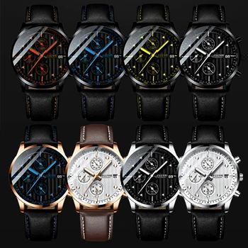 BELUSHI Męskie kwarcowy zegarek sportowy casual zegarki męskie wojskowe zegarki męskie skórzane zegarek data wodoodporny chronograf zegarek