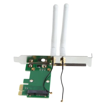 Bezprzewodowa karta sieciowa Wi-Fi Mini PCI-E To PCI-E 1X tenis adapter + 2 anteny