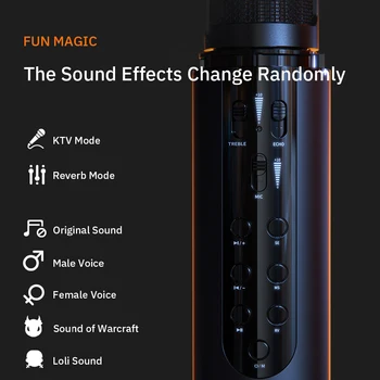 Bezprzewodowy Bluetooth studyjny mikrofon do telefonu Karaoke mikrofon głośnik mikro wbudowana karta dźwiękowa Voice Changer