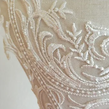 Biały styl europejski koralikami aplikacja hafty suknia ślubna DIY patch RS730