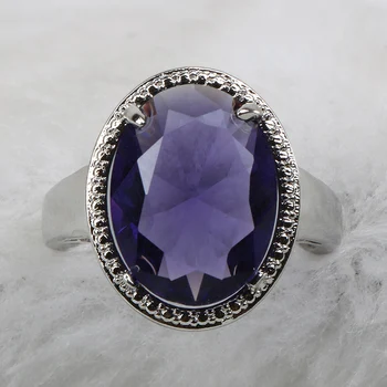 BIJOX STORY elegancki pierścień 925 srebro biżuteria owalny Ametyst kamień pierścienie dla kobiet rocznicę ślubu partii