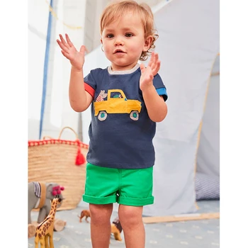 BINIDUCKLING 2019 Summer Boys Kids T-Shirt Set Cotton Cartoon Print Short Sleeve Top+szorty garnitur odzież dla dzieci