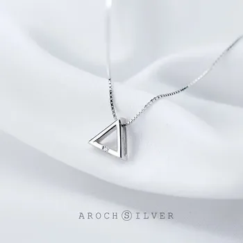 Biżuteria srebrna s925 z trójkątnym naszyjnik korea mała świeża geometryczna krótki łańcuch obojczyk dla kobiet prezenty na urodziny