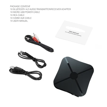 Bluetooth 4.2 Real Stereo 2 w 1 odbiornik nadajnik Bluetooth Bezprzewodowy adapter audio z 3,5 mm AUX do użytku domowego TV MP3 PC
