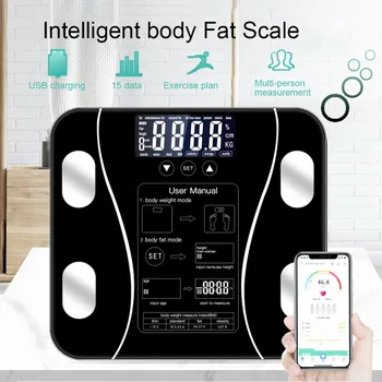 Body Fat Floor Scale Scientific Smart Electronic LED Digital Weight Bathroom Balance Bluetooth APP Android lub IOS