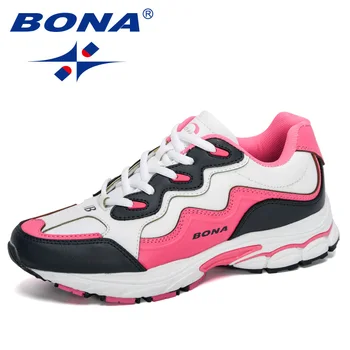 BONA 2020 nowe projektanci damskie akcji skórzane buty buty Damskie netto buty sportowe buty do biegania Damskie Zapatos De Muje Comfy