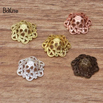 BoYuTe (100 szt./lot) 5*13 mm metal mosiądz filigran kwiat koraliki czapki Diy handmade biżuteria akcesoria hurtownia