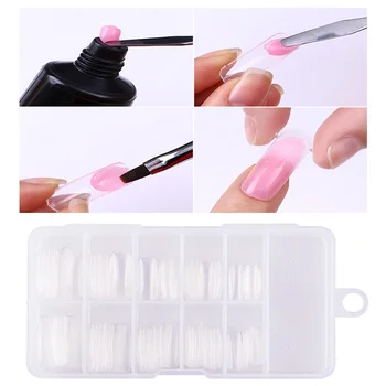 BOZLIN 4Pcs/Kit Poly UV Gel Polish Kit, Quick Building Nail Gel Extension Clear Acrylic Form Tip Manicure Finger Extend Brush