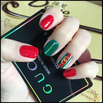 Brytyjski styl vintage czerwony i zielony hit czysty kolor z podwójnym kręgiem nity ozdoby 3d fałszywych paznokcie panna młoda sztuczne paznokcie french