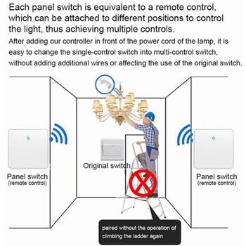 CACAZI Wireless Switch Light 433Mhz 300M RF Remote Control AC 100V-240V Receiver 2000W Wall Panel Button lampa sufitowa