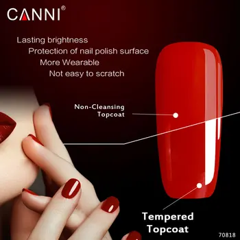 CANNI Tempered No-wipe Topcoat Gel 1kg Bulk Raw Material UV LED Long Lasting High Glossy Non-cleaning Nail Gel Polish Top Coat