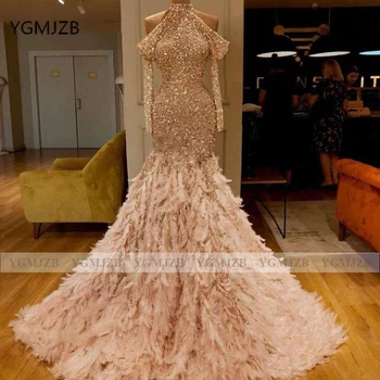 Cekiny Koronki Sukienka Suknia Z Długimi Rękawami 2020 Pióro Z Ramienia Luksusowe Wieczorowe, Suknie Wieczorowe Kobiet Dubaj Sukienki Na Studniówkę