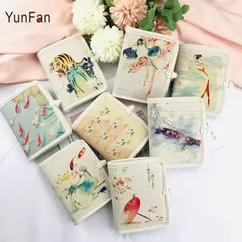 Chiński nowy styl pracy ręcznej kobiet tkaniny portfel dyskowy klamra krótki lniany materiał drukowany mały żeński prosty portfel Cardbag