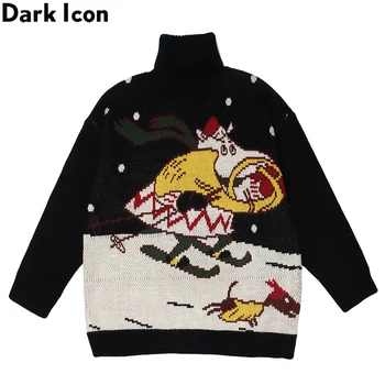 Ciemny ikonę Żółw szyi mężczyźni kobiety świąteczny sweter dzianina sweter męski sweter para odzieży