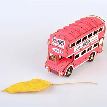 Cięcie laserowe 3D puzzle drewniane puzzle samochód autobus samochód DIY montaż zestaw edukacyjne zabawki drewniane dla dzieci chłopców