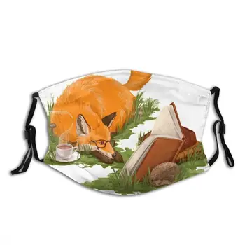 Cozy Fox Print Są Zmywalni Filter Anti Dust Mouth Mask Cozy Fox Tea Hedgehog