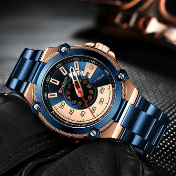 CURREN nowy top marki męskie zegarki męskie pełna stalowa dorywczo wodoodporny zegarek kwarcowy data męski zegarek relogio masculino