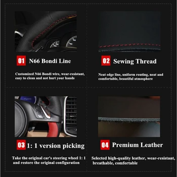 Czarna pokrywa kierownicy sztuczna skóra, ręcznie szyte dla Hyundai Solaris Verna I20 Accent