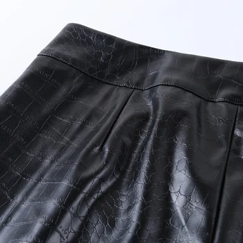 Czarne figi de mujer faux skórzane spodnie z wysokim stanem długie Capri sexy robocze spodnie damskie biurowe legginsy rocznika klubowe stroje