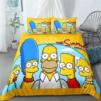 Czarny The Simpsons Family Pościeli Set 3d kreskówka drukowanych zestaw kołdrę poszewka dzieci kołdra okładka zestaw do sypialni dekory