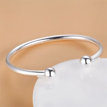 Czyste srebro 925 bransoletka bransoletki dla kobiet podwójne akrylowe nadgarstka mankietów bransoletki bransoletka Pulseira Femme ślub ślubne biżuteria prezenty