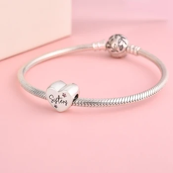 DALARAN Heart Shape Love Sterling Silver Charm 925 Friendship Sisters Bead Fits Original Charm Bracelet DIY Jewelry